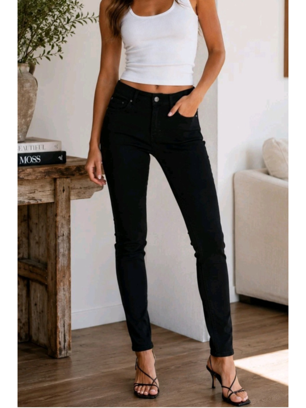 Etica Black Skinny Jeans Women EU 4 US 30x28 NWT Stretch Mid Rise Premium Denim